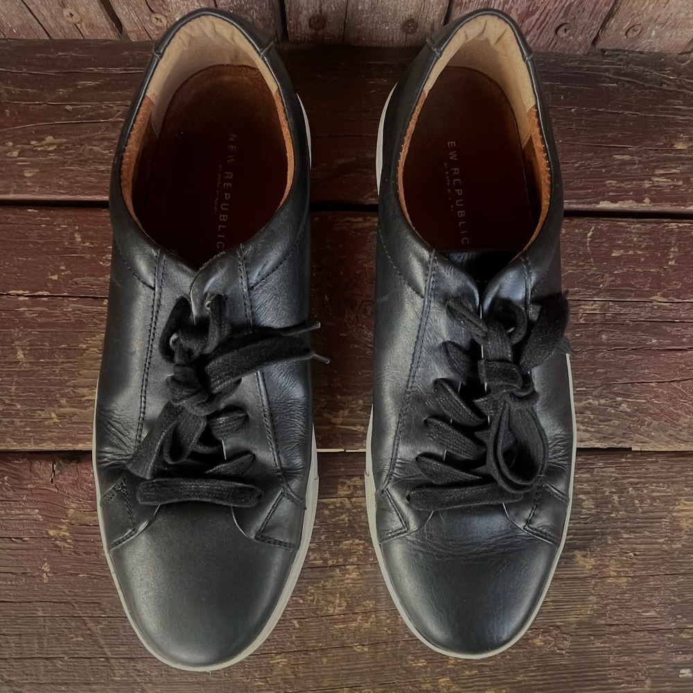 New Republic Mark McNairy Kurt Black Leather Low Top Sneakers Mens 10.5 EUR 44